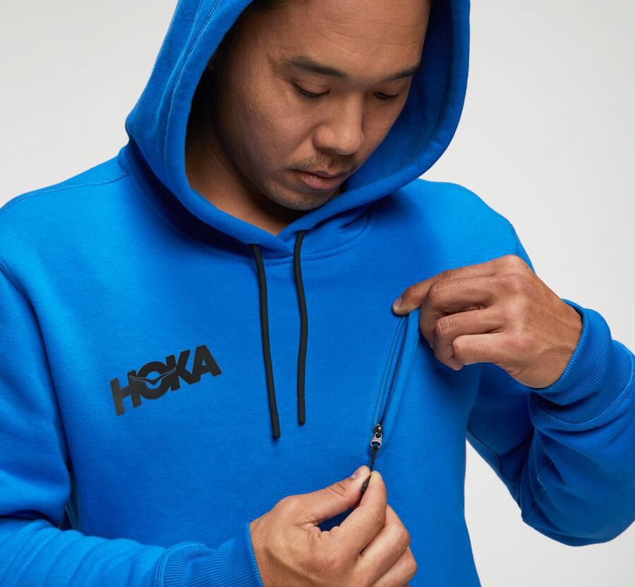 Sudadera Con Capucha Hoka One One Hombre - Performance - Azules - VLR536470